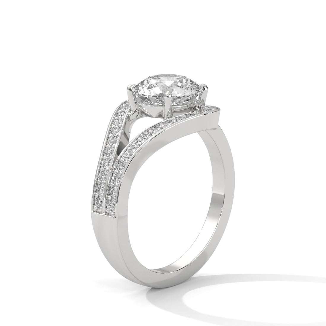Celestia 2.72 CTW Round Diamond Halo Engagement Gold Ring
