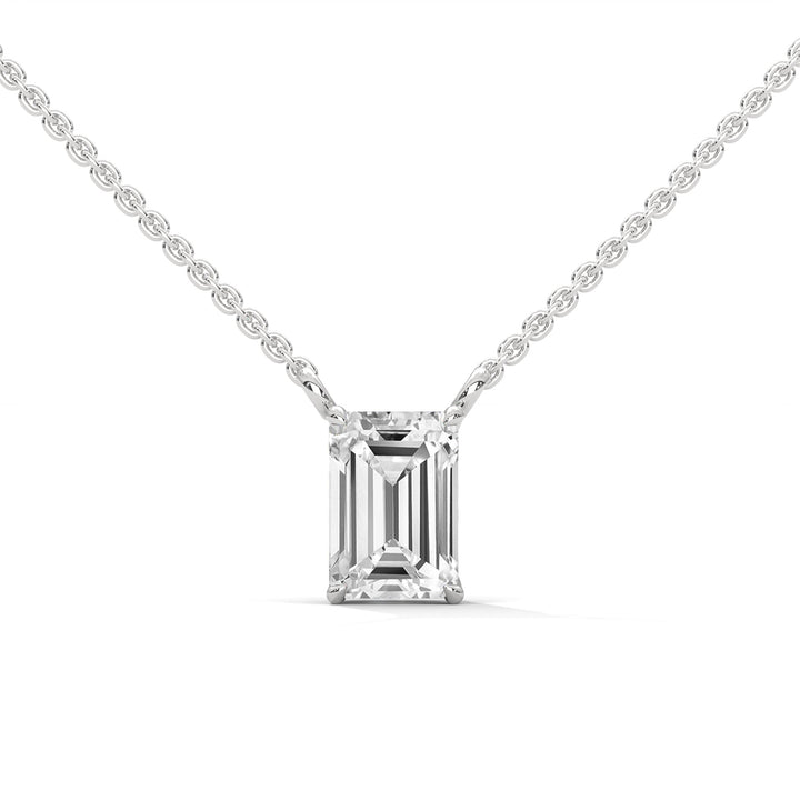 Luxe Radiance Emerald-Cut Diamond Pendant Necklace 0.75ct E-VS1 | 14K Gold |16”&18” Chain