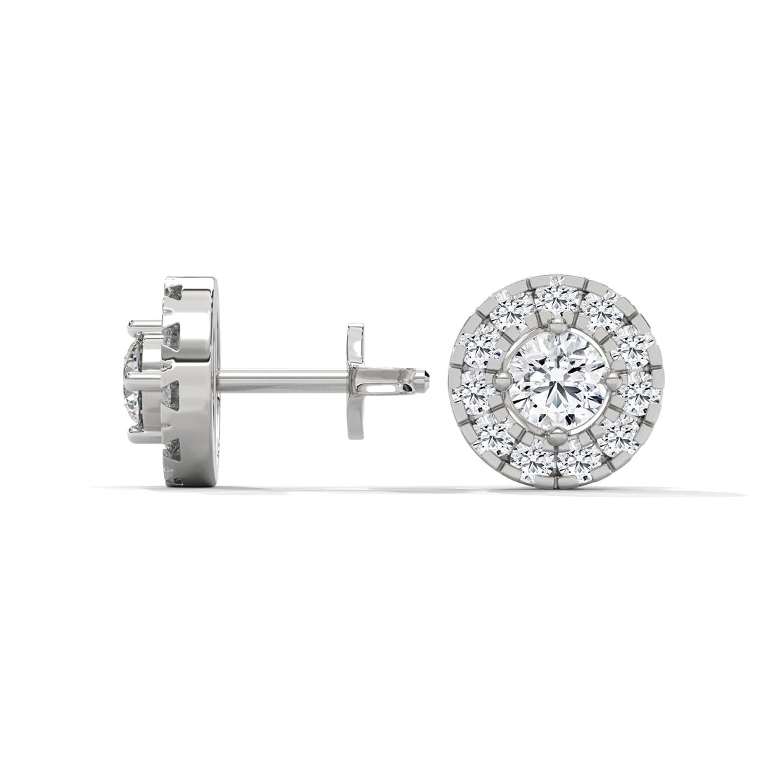Radiant Brilliance: 14K Gold Round Halo Diamond Stud Earrings | 1.15 CTW