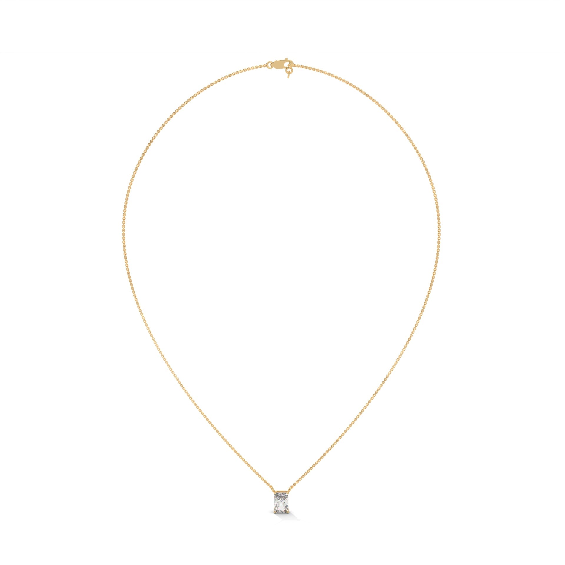 Luxe Radiance Emerald-Cut Diamond Pendant Necklace 0.75ct E-VS1 | 14K Gold |16”&18” Chain