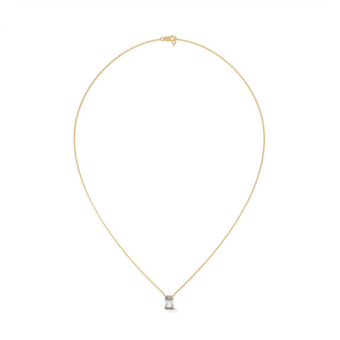 Luxe Radiance Emerald-Cut Diamond Pendant Necklace 0.75ct E-VS1 | 14K Gold |16”&18” Chain