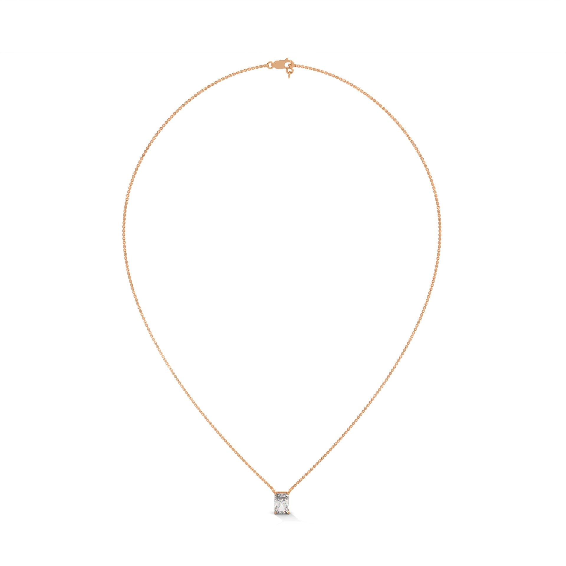 Luxe Radiance Emerald-Cut Diamond Pendant Necklace 0.75ct E-VS1 | 14K Gold |16”&18” Chain