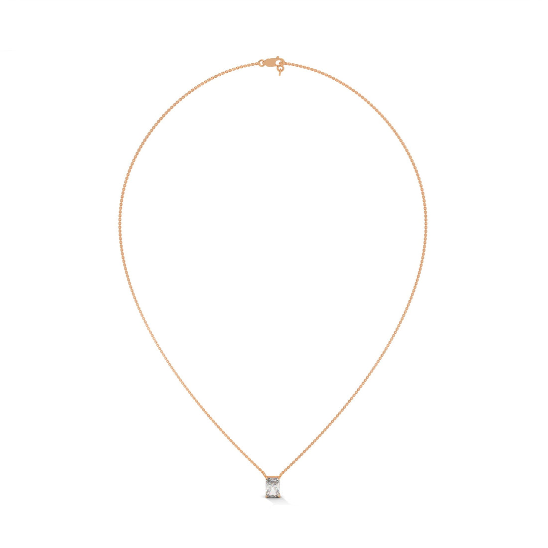 Luxe Radiance Emerald-Cut Diamond Pendant Necklace 0.75ct E-VS1 | 14K Gold |16”&18” Chain
