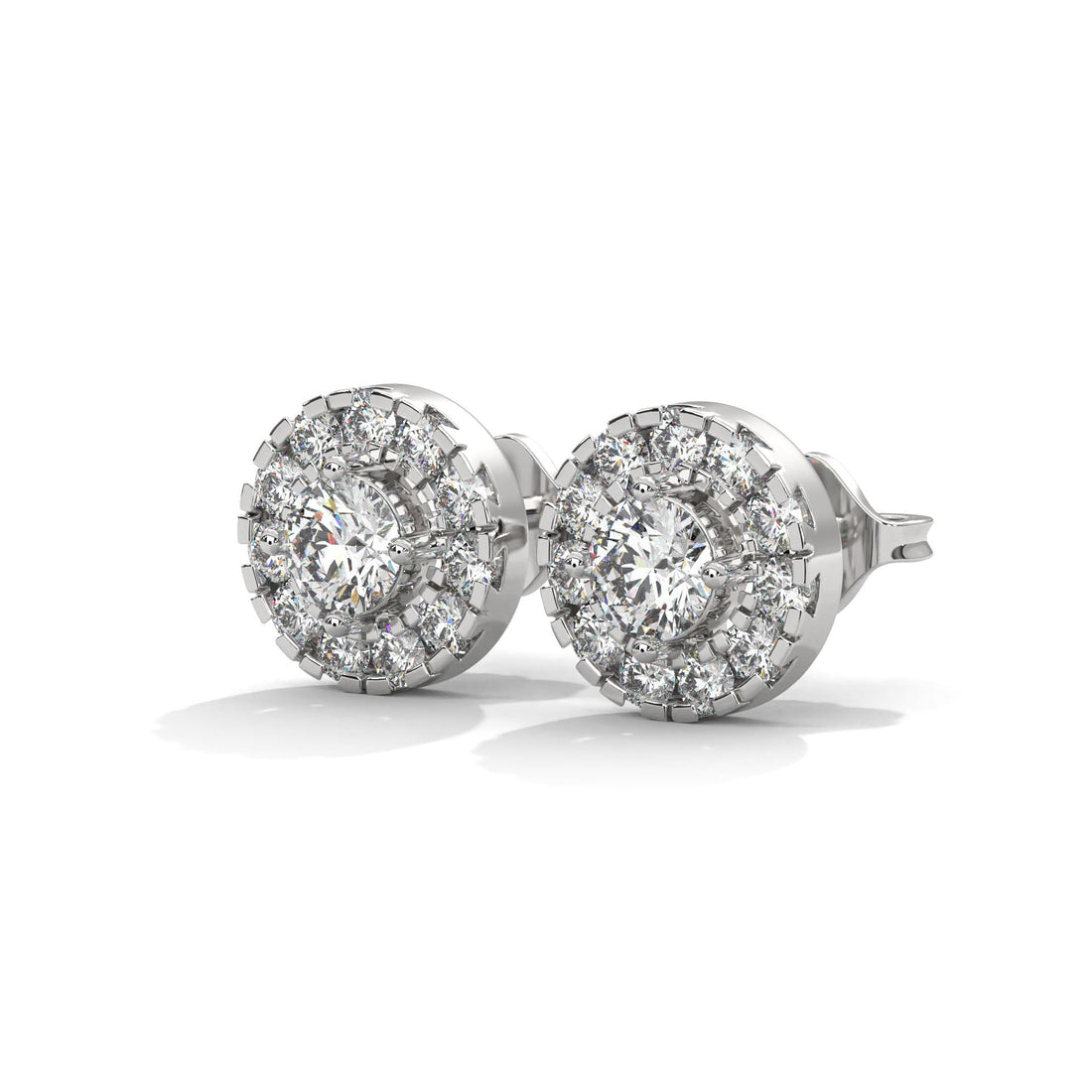 Radiant Brilliance: 14K Gold Round Halo Diamond Stud Earrings | 1.15 CTW