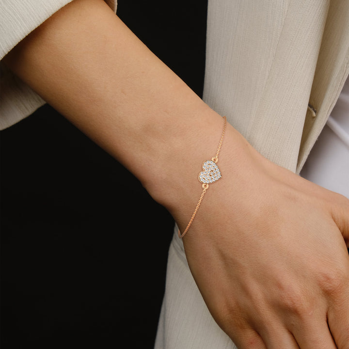 Amora Pave-Set Heart Lab-Grown Diamond Gold Bracelet | 0.26 CTW