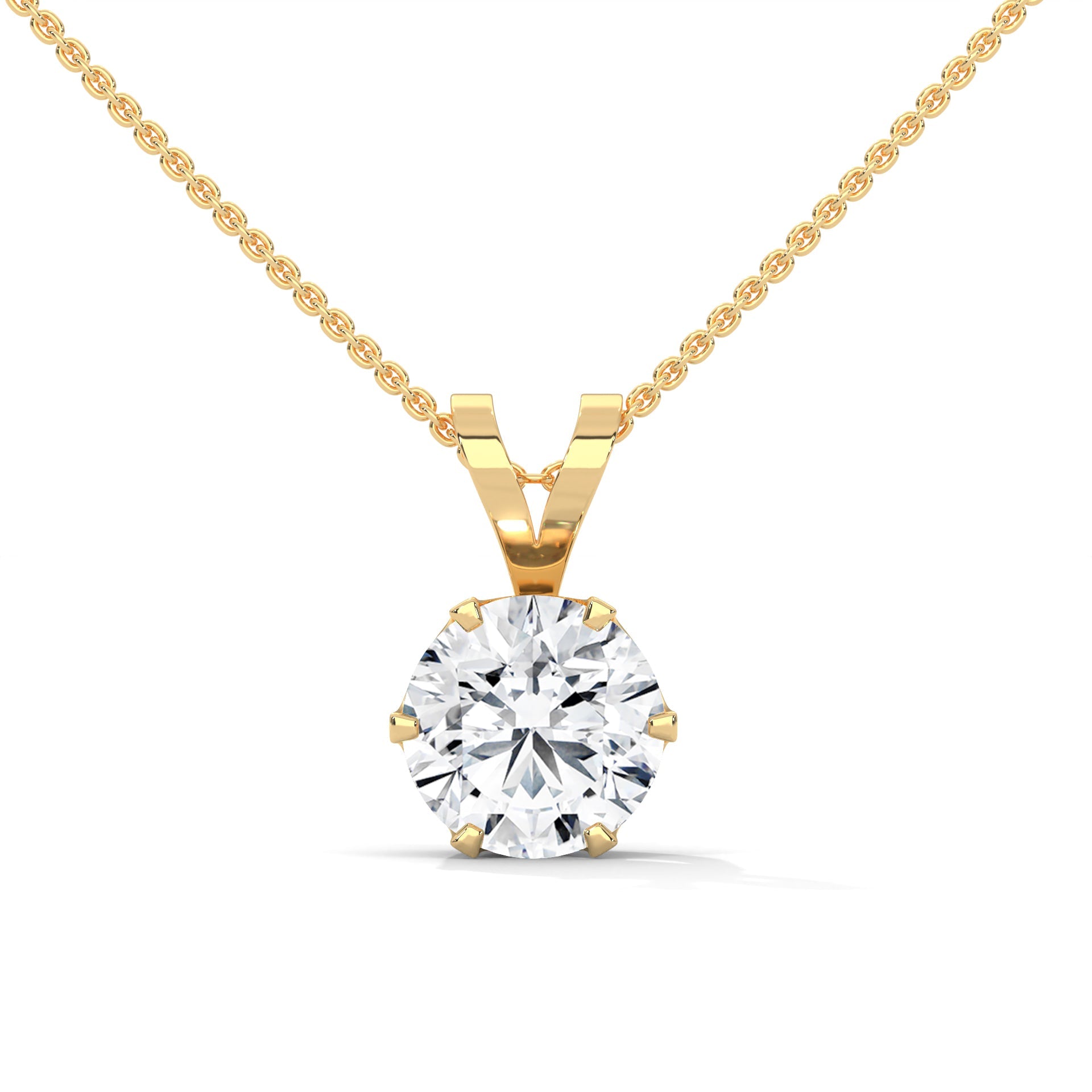Brilliant Solitaire: 14K Gold Round Diamond Pendant Necklace | 2.11 CTW