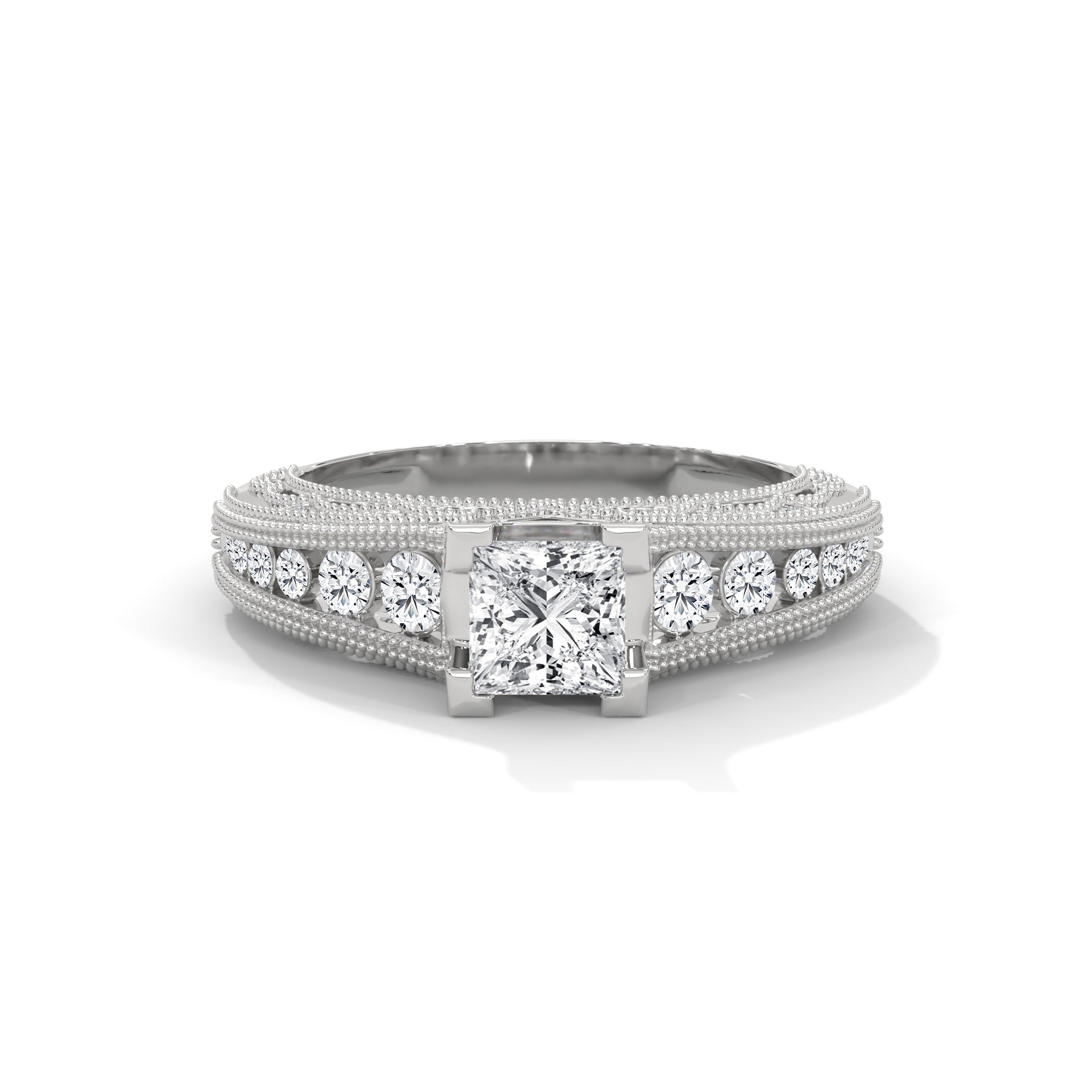 The Grand Radiance 0.99 CTW Princess-Cut Diamond Engagement Ring | E-VS1