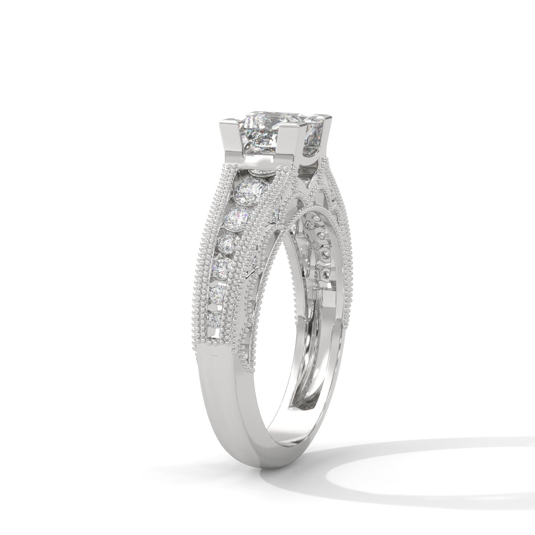 The Grand Radiance 0.99 CTW Princess-Cut Diamond Engagement Ring | E-VS1