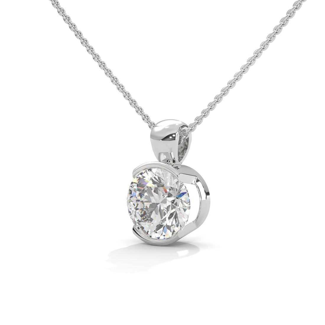 Radiant Brilliance Round Cut Half-Bezel Diamond Pendant | 2.43 CT| 14K Gold