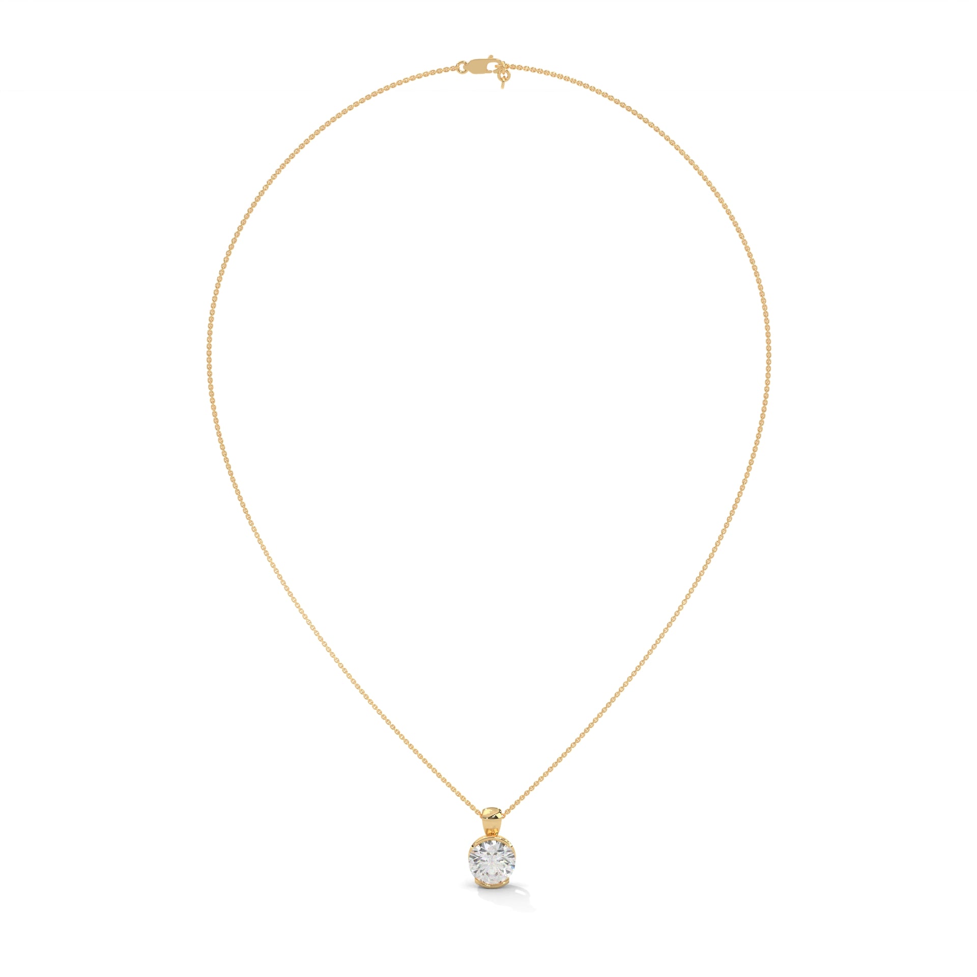 Radiant Brilliance Round Cut Half-Bezel Diamond Pendant | 2.43 CT| 14K Gold