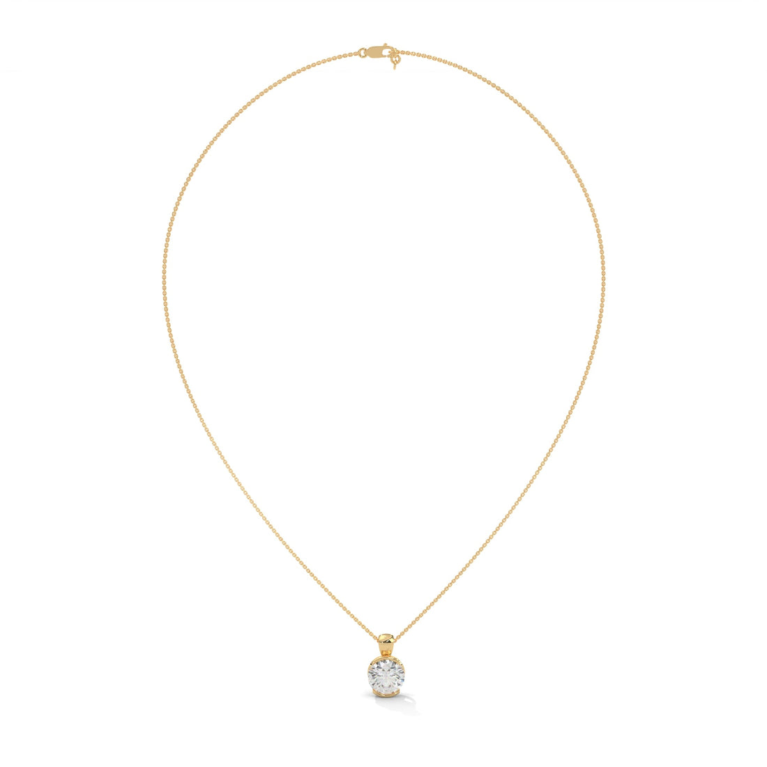 Radiant Brilliance Round Cut Half-Bezel Diamond Pendant | 2.43 CT| 14K Gold