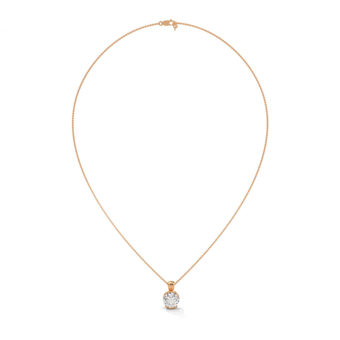 Radiant Brilliance Round Cut Half-Bezel Diamond Pendant | 2.43 CT| 14K Gold