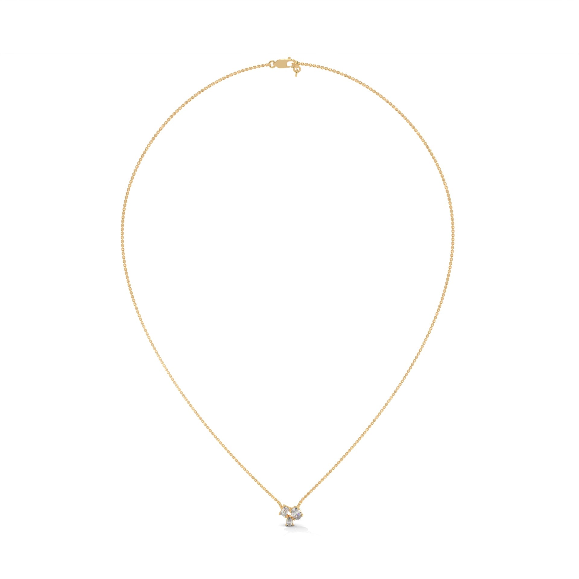 Heavenly Cascade: 14K Gold Three-Stone Diamond Pendant Necklace | 0.38 CTW