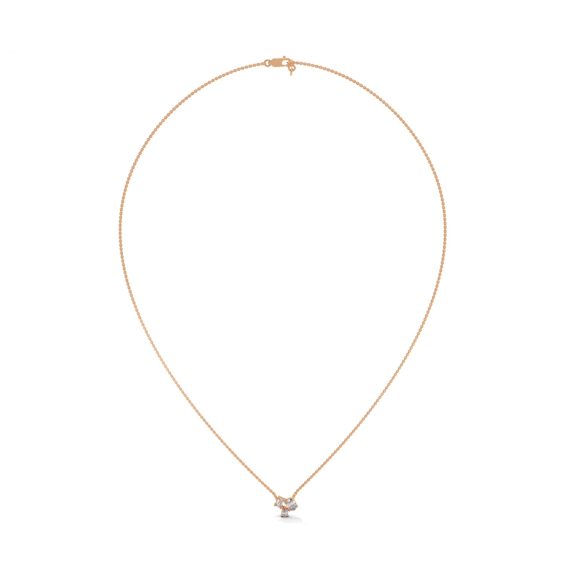 Heavenly Cascade: 14K Gold Three-Stone Diamond Pendant Necklace | 0.38 CTW
