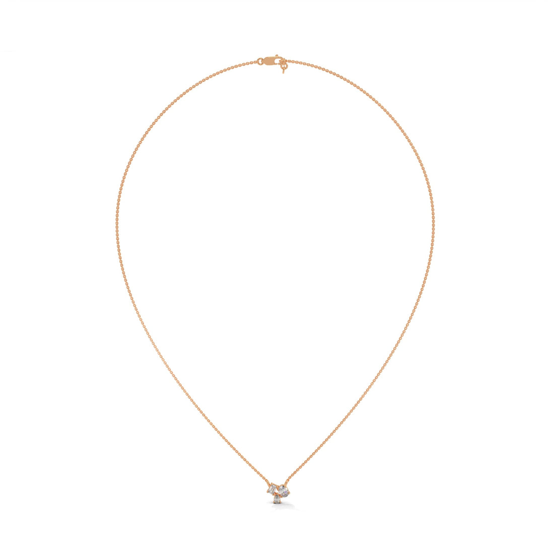 Heavenly Cascade: 14K Gold Three-Stone Diamond Pendant Necklace | 0.38 CTW