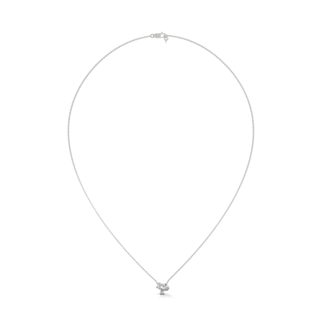 Heavenly Cascade: 14K Gold Three-Stone Diamond Pendant Necklace | 0.38 CTW