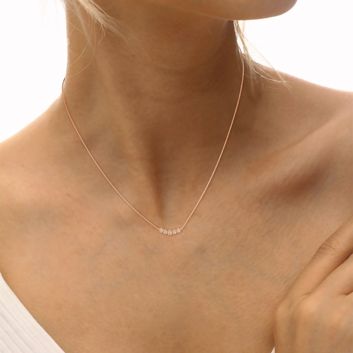 14K Gold Bezel-Set Five Diamond Bar Necklace | 0.30 CTW