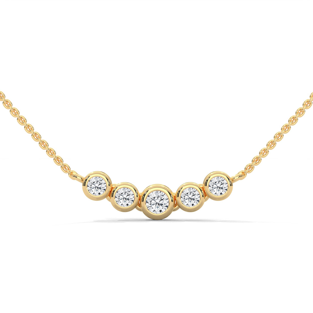 14K Gold Bezel-Set Five Diamond Bar Necklace | 0.30 CTW
