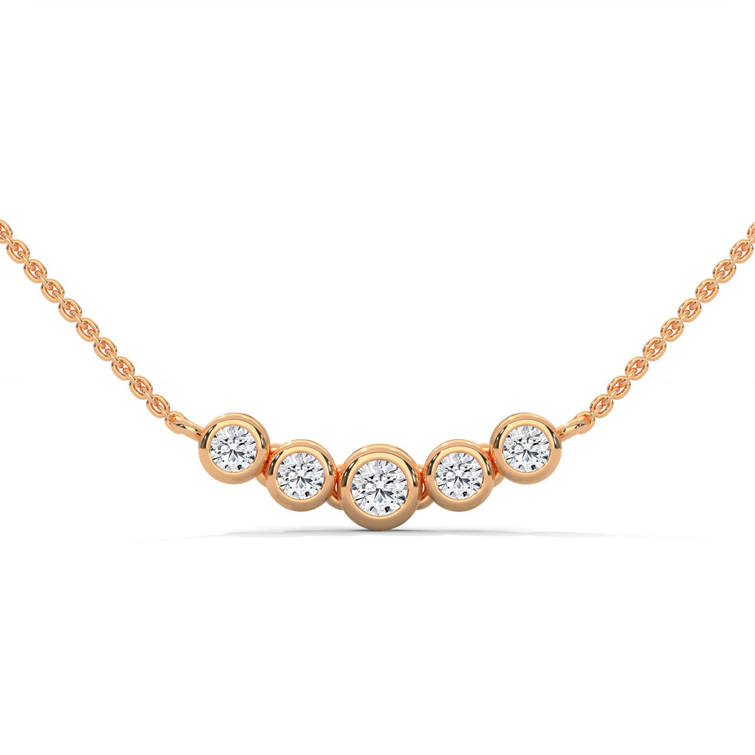 14K Gold Bezel-Set Five Diamond Bar Necklace | 0.30 CTW