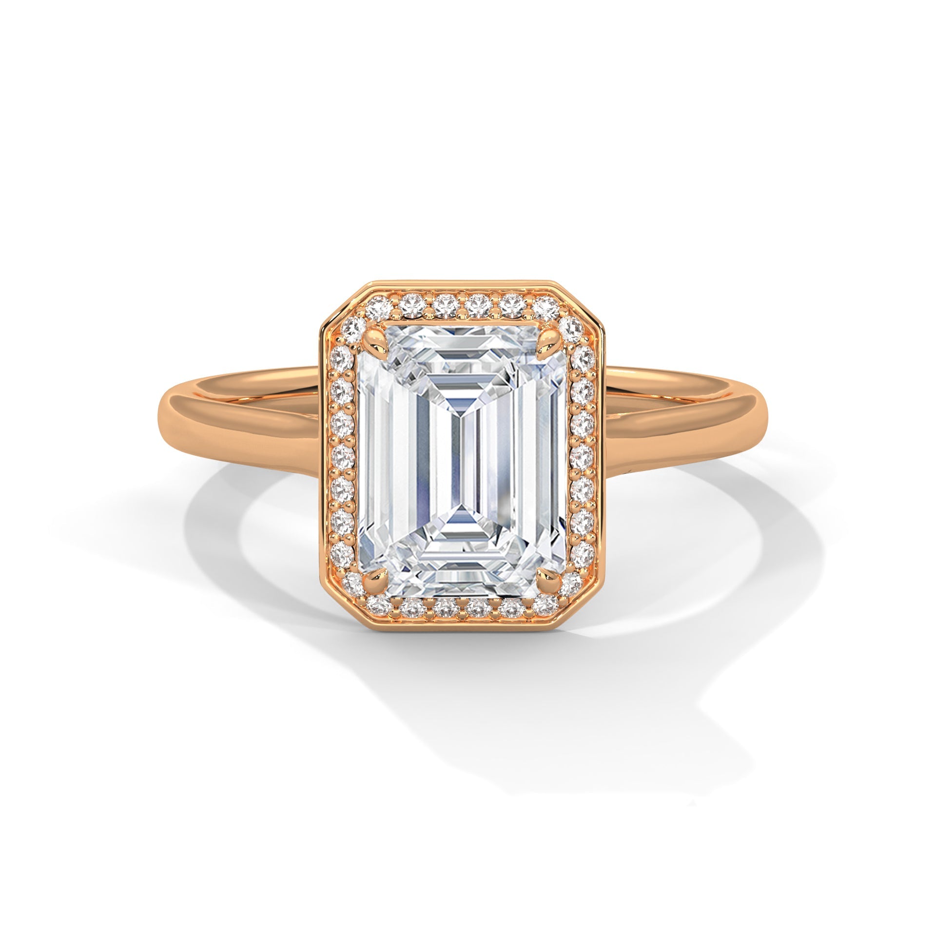 Ethereal 2.15 CTW Emerald-Cut Lab-Grown Diamond Halo Ring | E-VS1