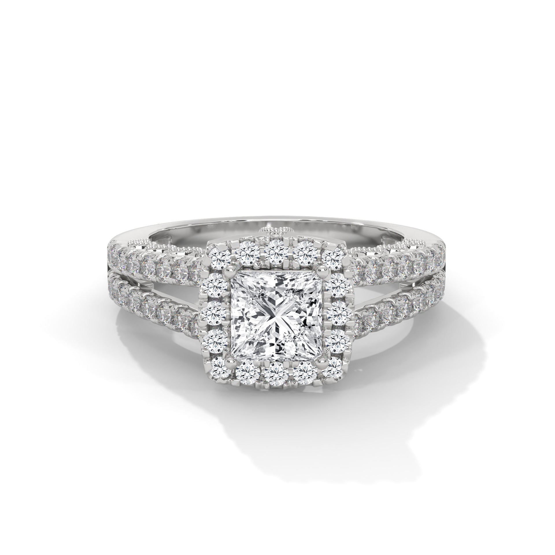 The Luminous Elegance 1.87 CTW Princess-Cut Diamond Engagement Ring | F-VS1