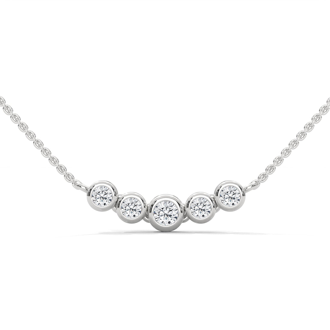 14K Gold Bezel-Set Five Diamond Bar Necklace | 0.30 CTW