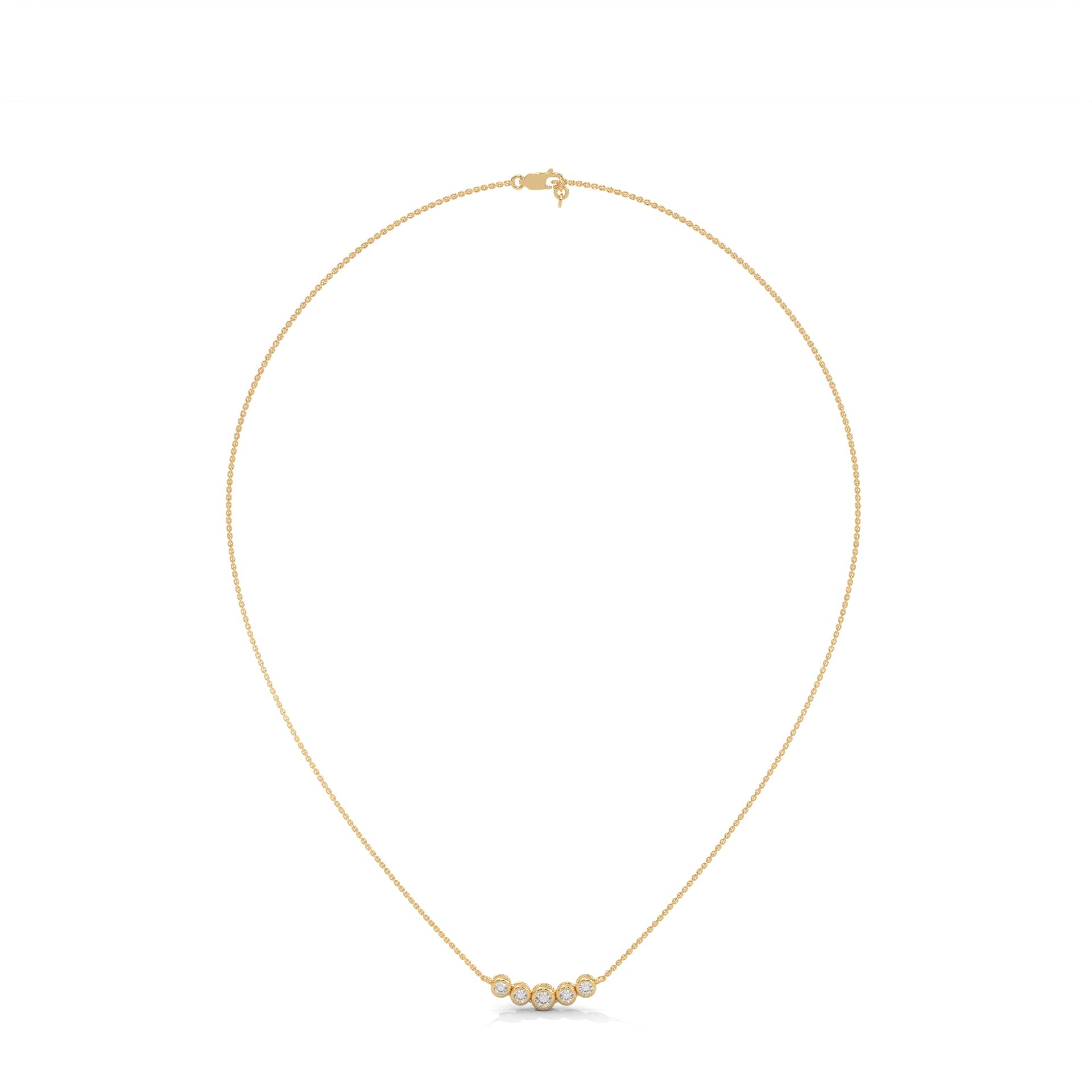 14K Gold Bezel-Set Five Diamond Bar Necklace | 0.30 CTW