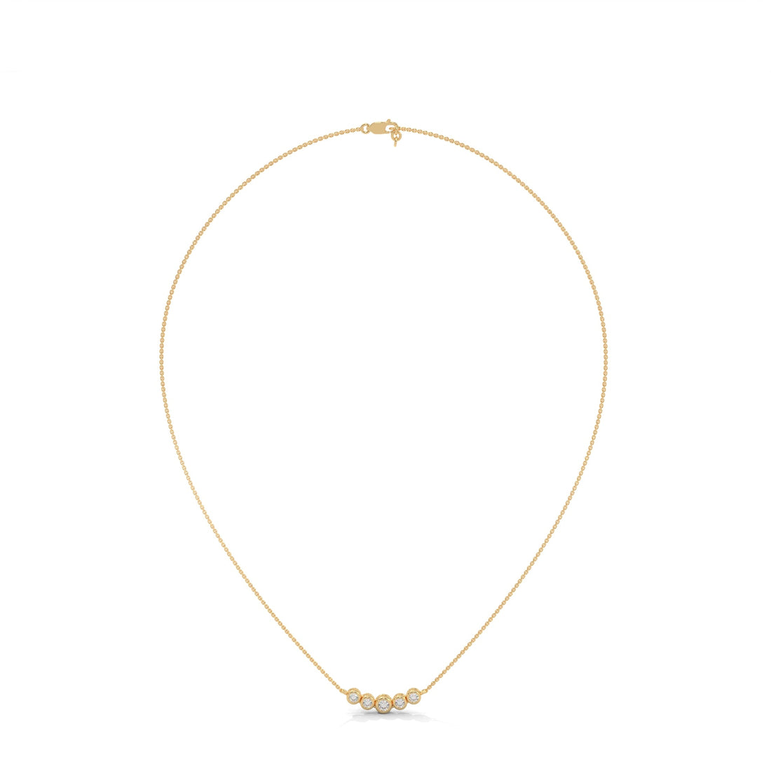 14K Gold Bezel-Set Five Diamond Bar Necklace | 0.30 CTW