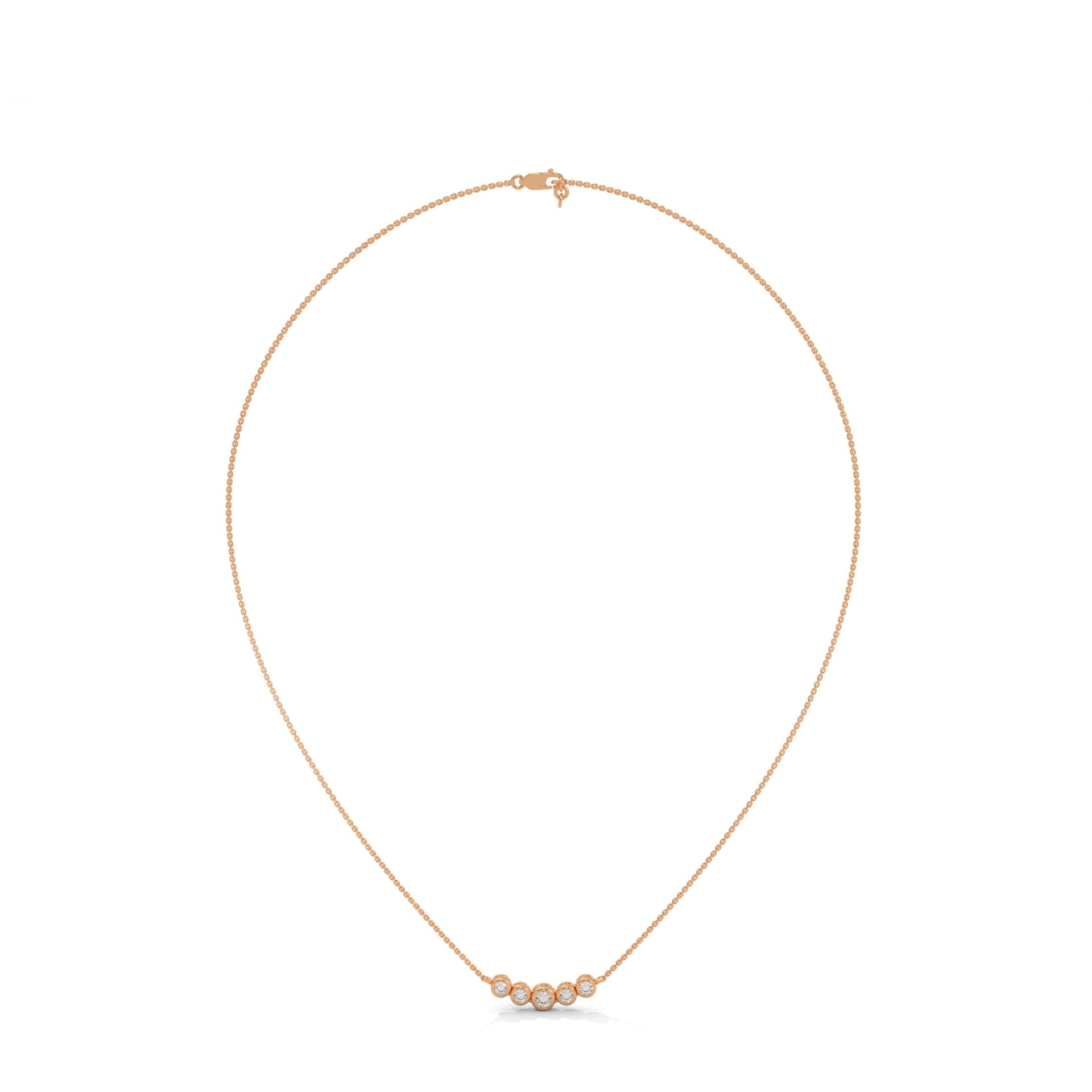 14K Gold Bezel-Set Five Diamond Bar Necklace | 0.30 CTW