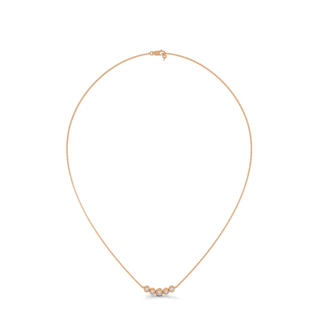 14K Gold Bezel-Set Five Diamond Bar Necklace | 0.30 CTW
