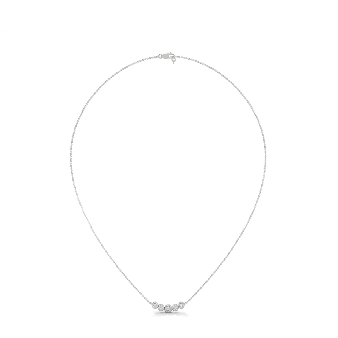 14K Gold Bezel-Set Five Diamond Bar Necklace | 0.30 CTW
