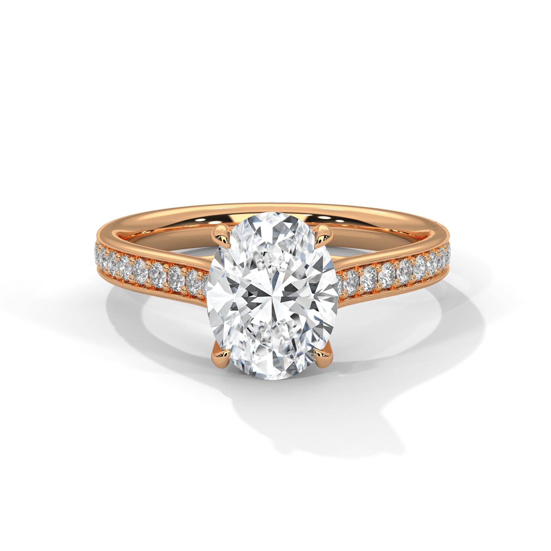 Elysian 2.26 CTW Oval-Cut Diamond Split Shank Ring | 14K & 18K Gold