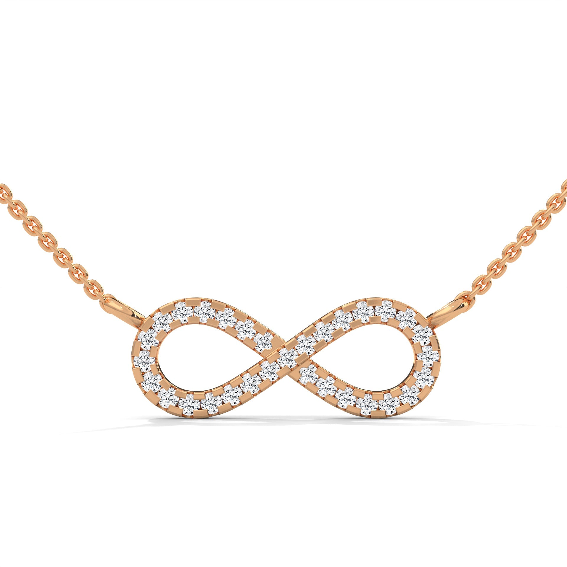 Infinite Sparkle: 14K Gold Diamond Infinity Pendant Necklace | 0.16 CTW