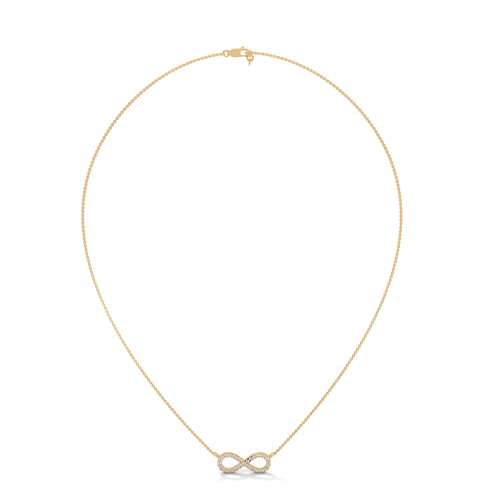 Infinite Sparkle: 14K Gold Diamond Infinity Pendant Necklace | 0.16 CTW