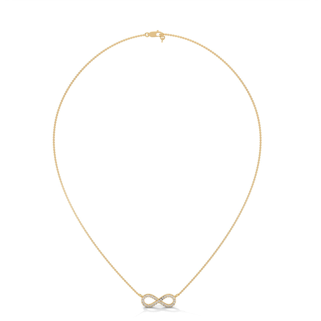 Infinite Sparkle: 14K Gold Diamond Infinity Pendant Necklace | 0.16 CTW