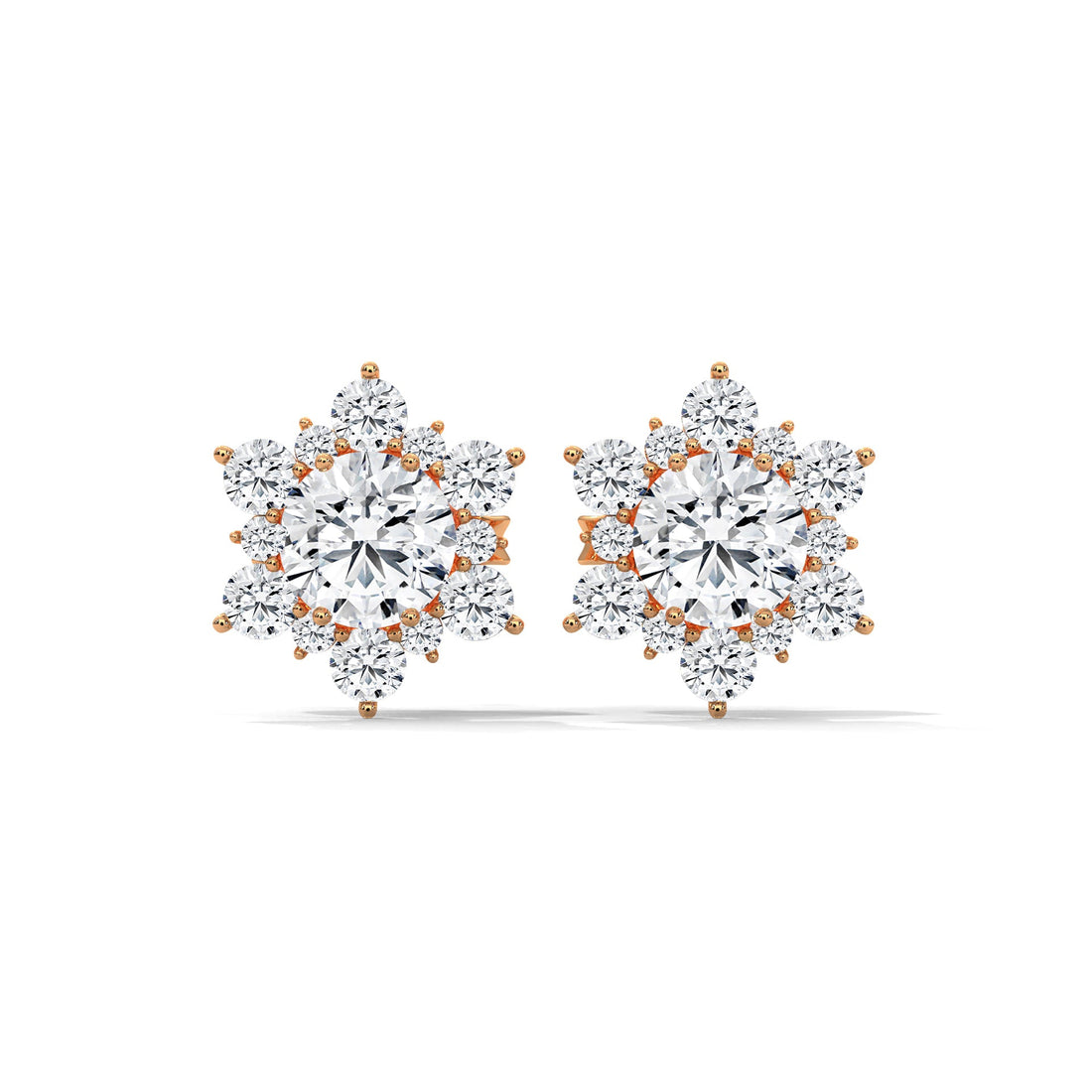 Floral Cluster Diamond Stud Earrings | 14K & 18K Gold | 0.75CTW