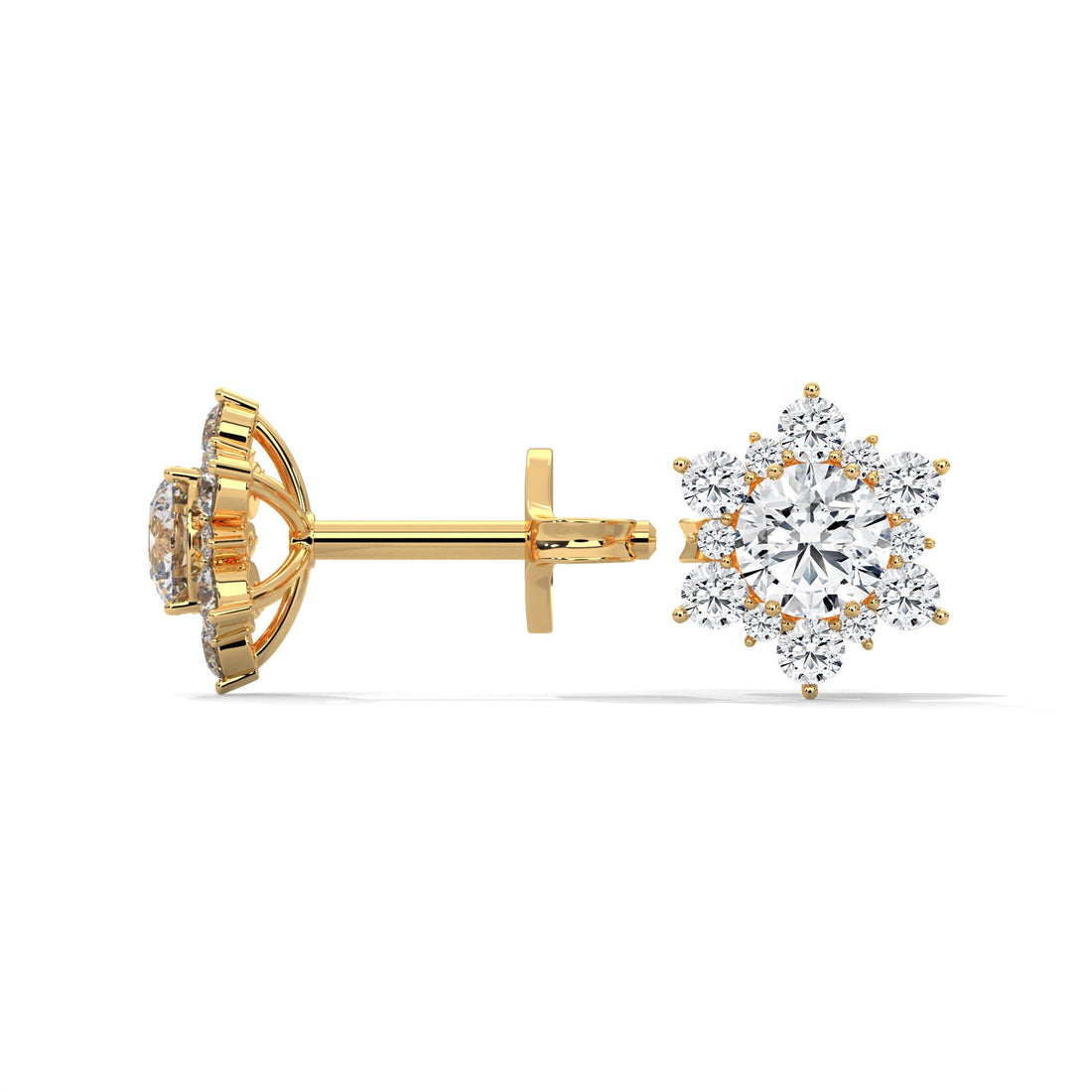 Floral Cluster Diamond Stud Earrings | 14K & 18K Gold | 0.75CTW