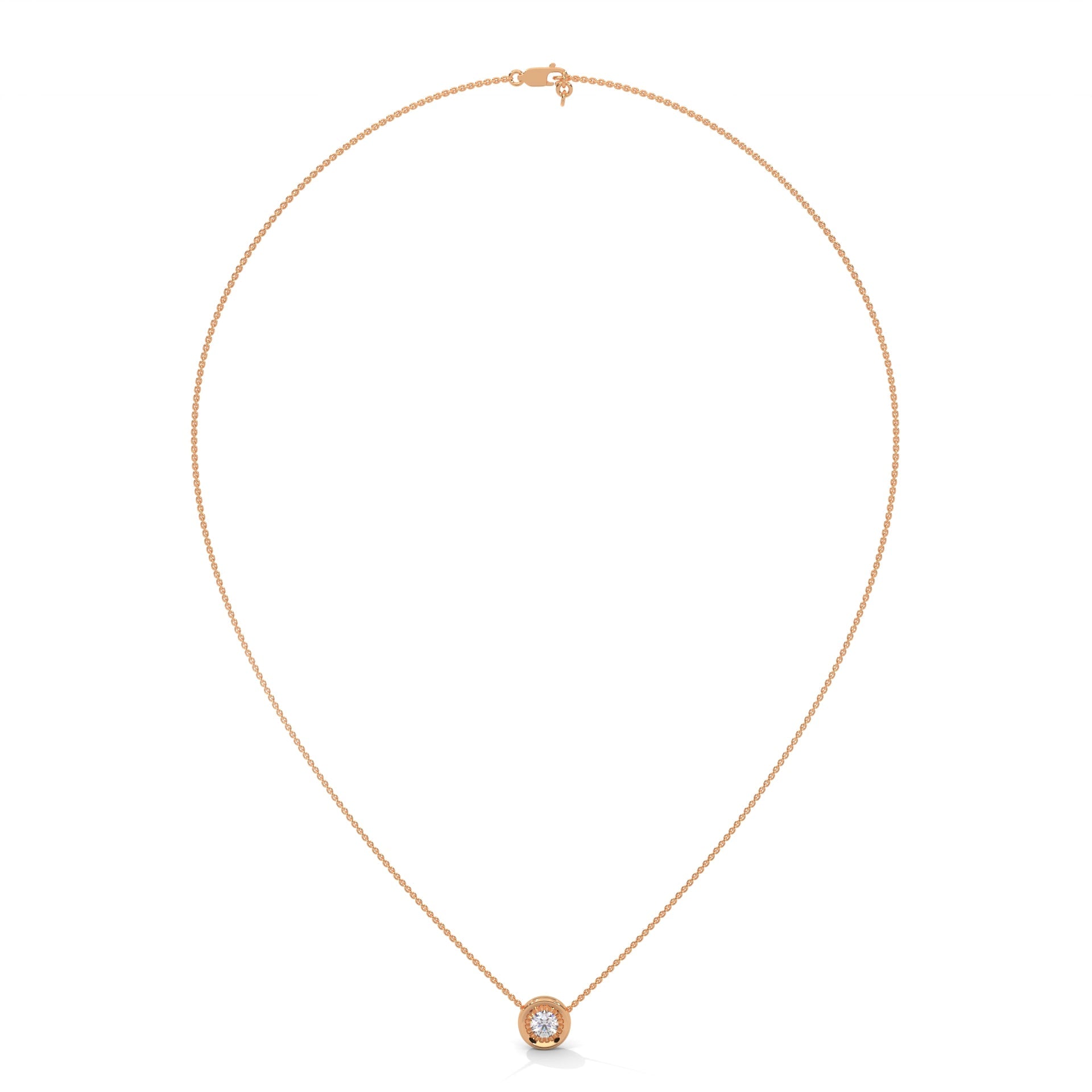Ethereal Radiance: 14K Gold Round-Cut Diamond Pendant Necklace | 0.25CT