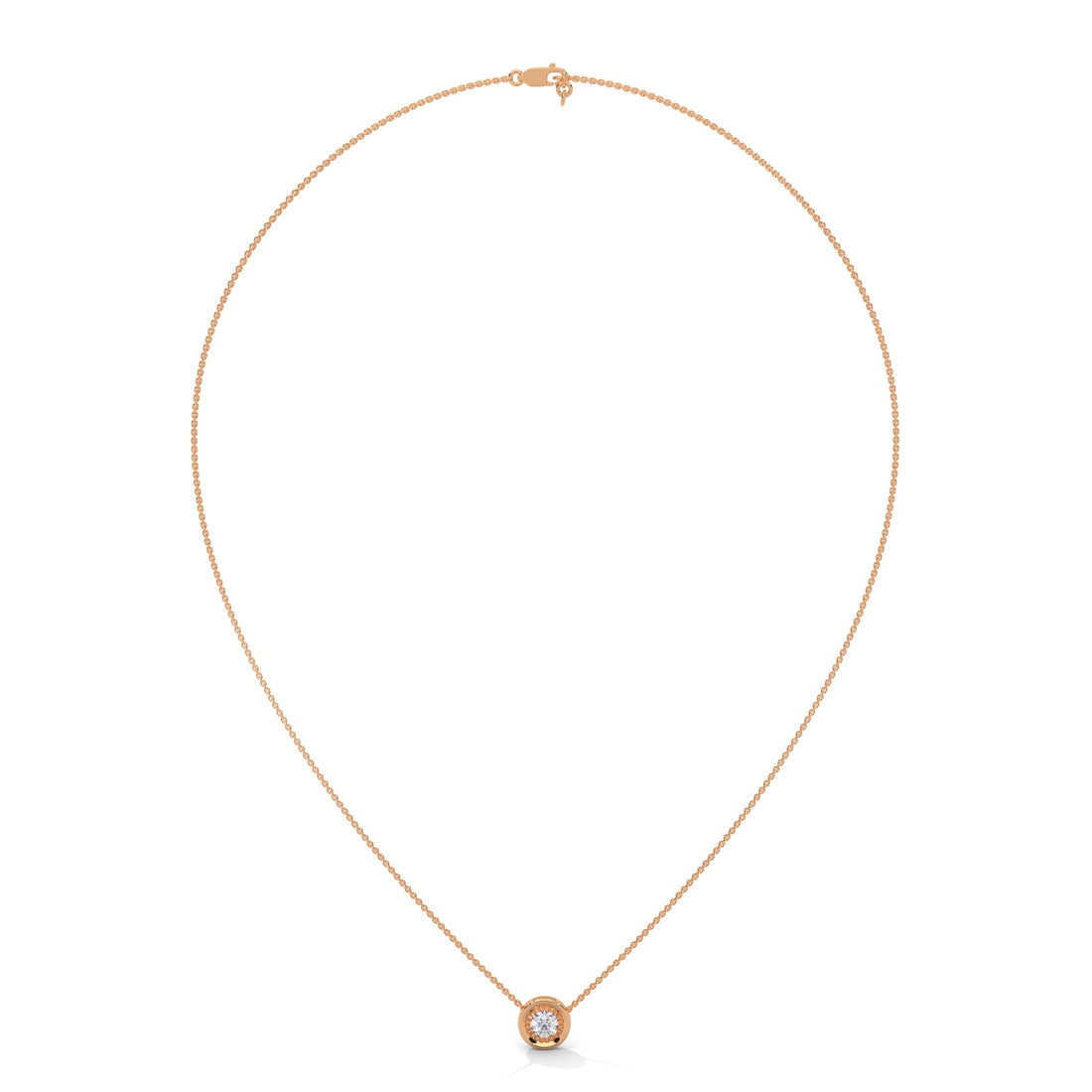 Ethereal Radiance: 14K Gold Round-Cut Diamond Pendant Necklace | 0.25CT