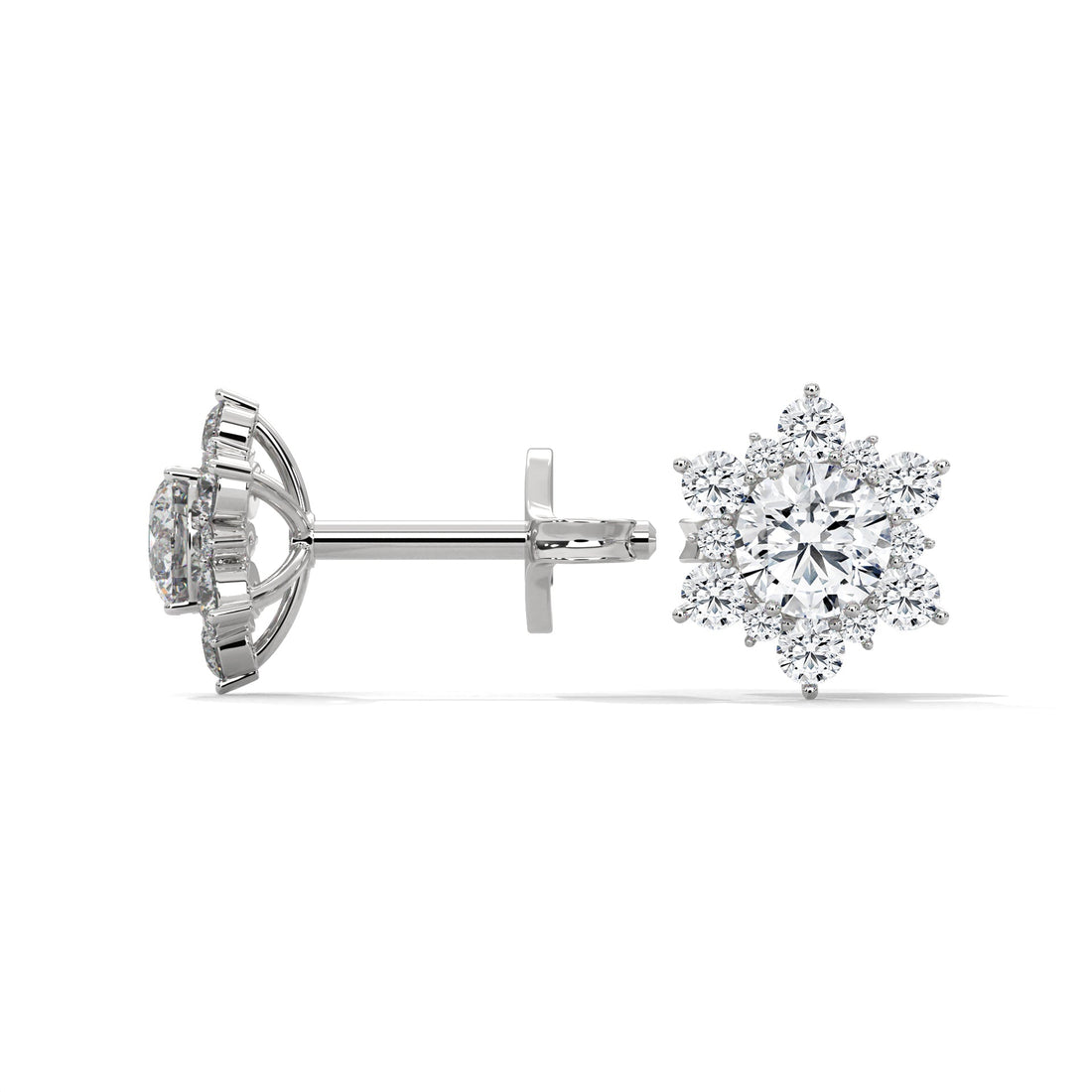 Floral Cluster Diamond Stud Earrings | 14K & 18K Gold | 0.75CTW