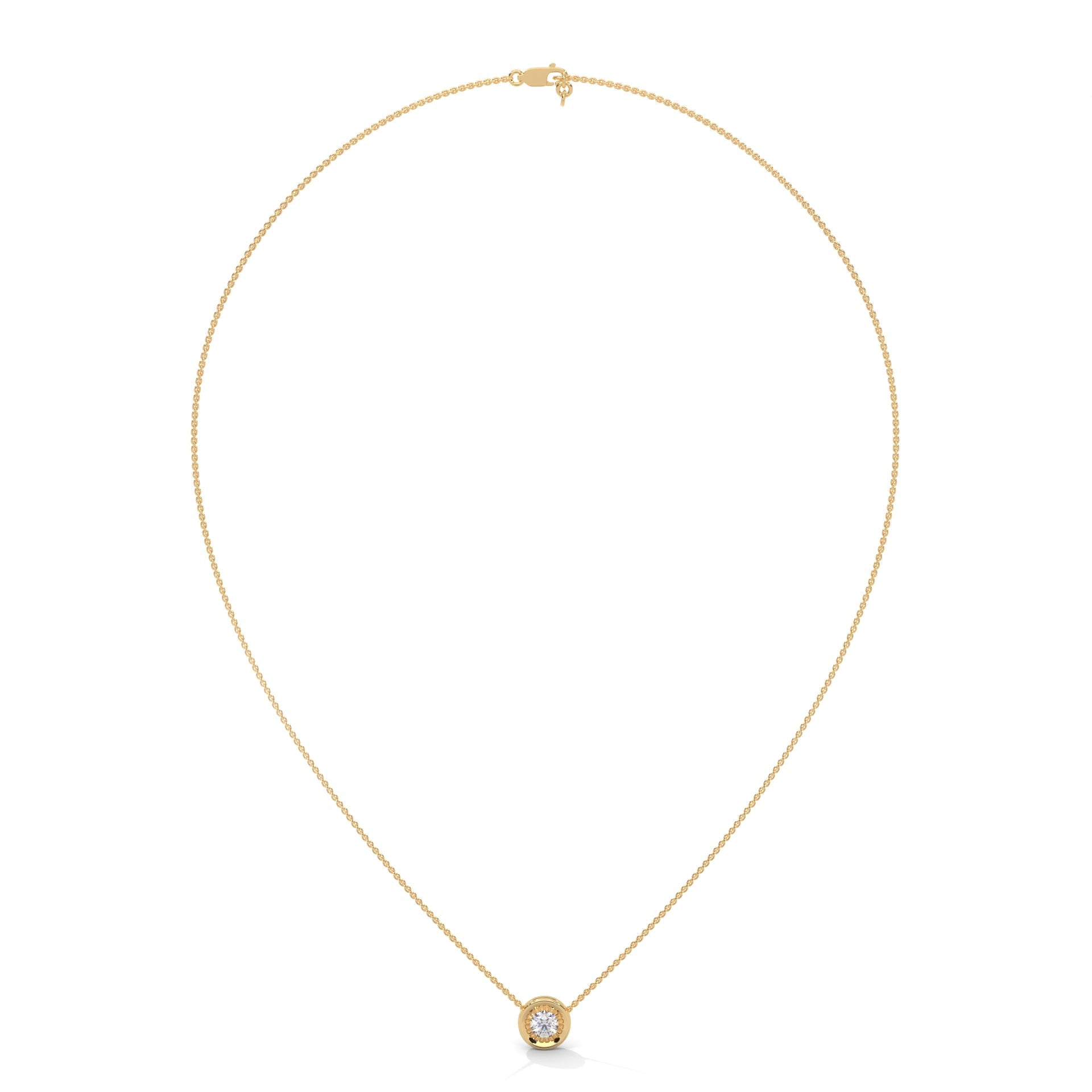 Ethereal Radiance: 14K Gold Round-Cut Diamond Pendant Necklace | 0.25CT