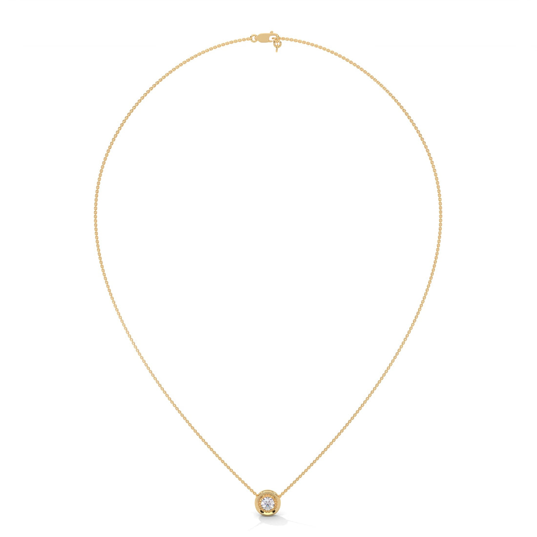 Ethereal Radiance: 14K Gold Round-Cut Diamond Pendant Necklace | 0.25CT