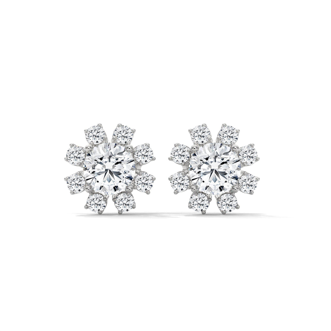 14K & 18K Gold Diamond Cluster Stud Earrings | 1.2ctw