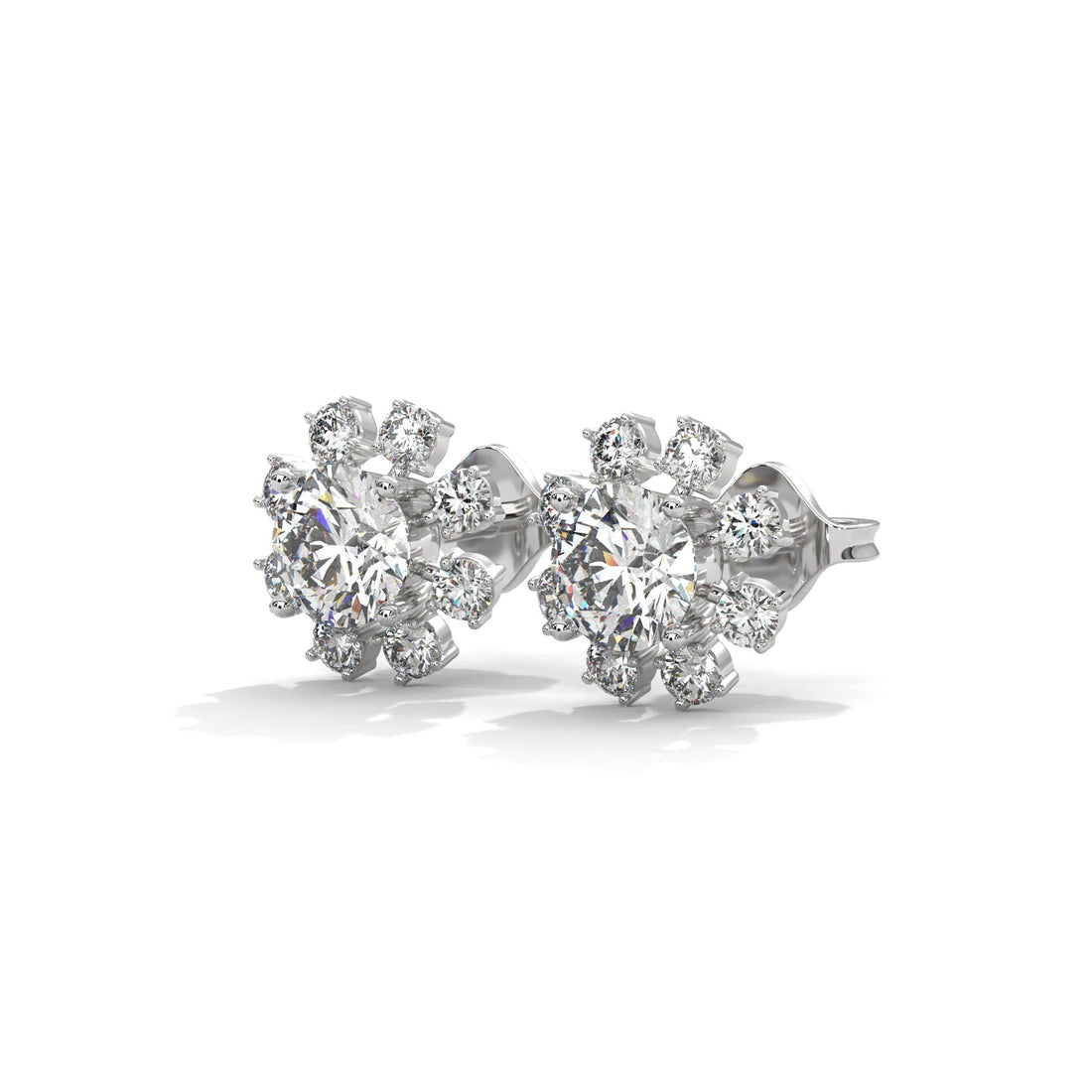 14K & 18K Gold Diamond Cluster Stud Earrings | 1.2ctw