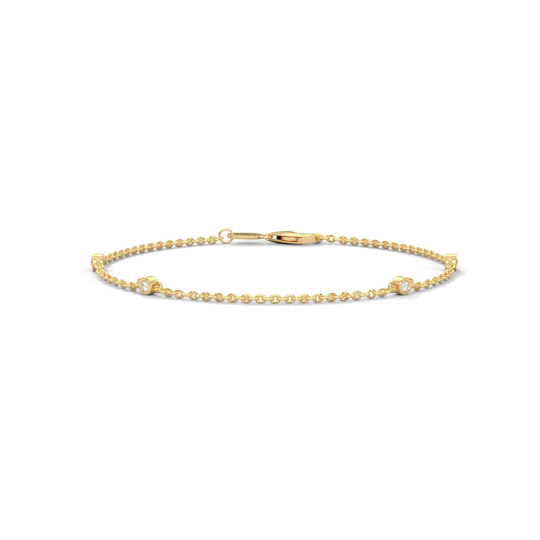 Gloria Bezel-Set Round-Cut Lab-Grown Diamond Gold Bracelet | 0.07 CTW