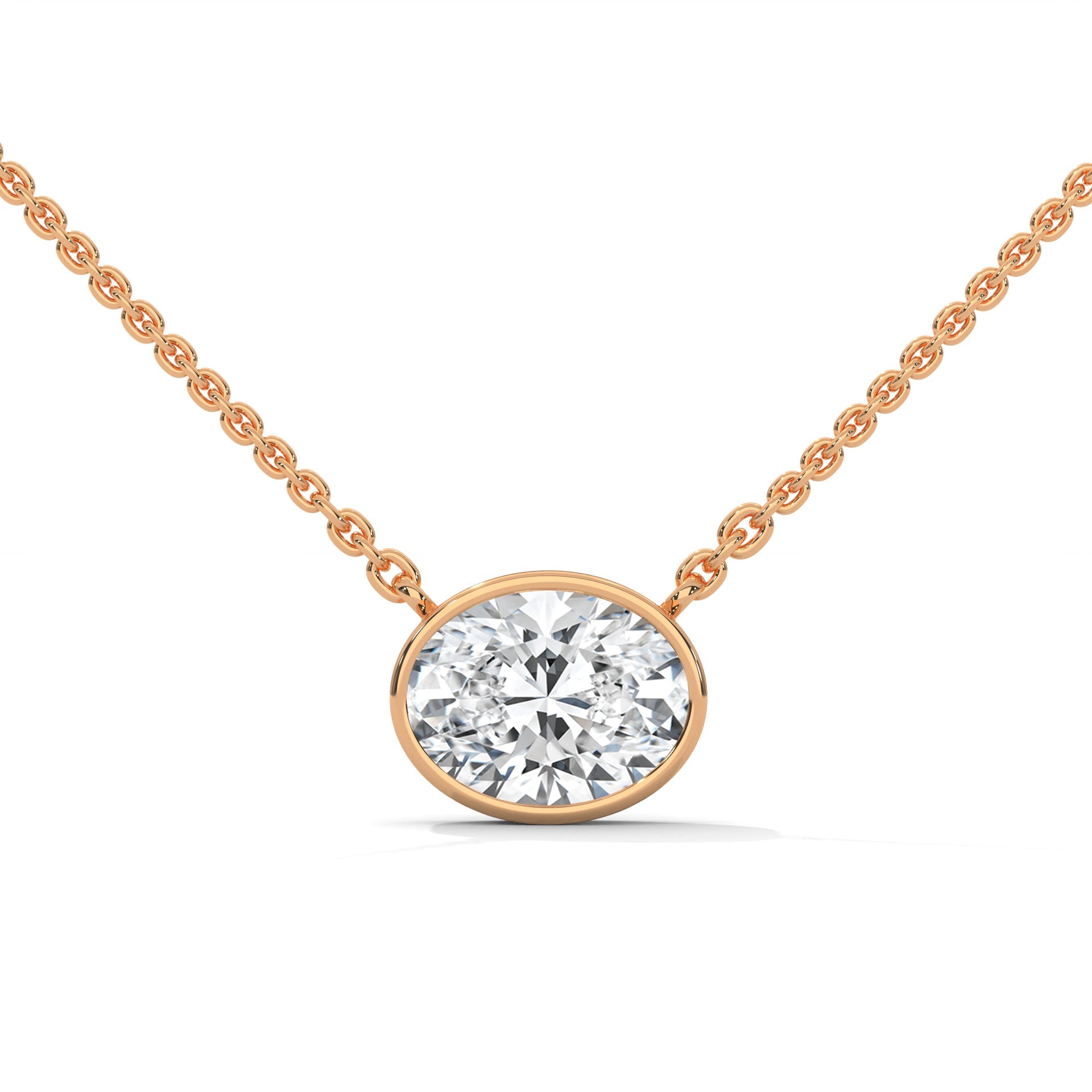 Luminous Glow Oval-Cut Diamond Pendant Necklace 0.75ct E-VS1 | 14K Gold |16”&18” Chain