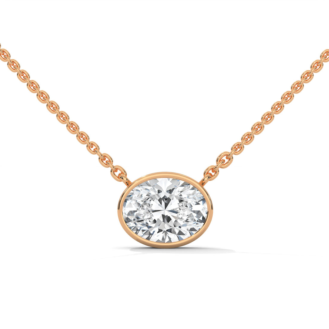 Luminous Glow Oval-Cut Diamond Pendant Necklace 0.75ct E-VS1 | 14K Gold |16”&18” Chain
