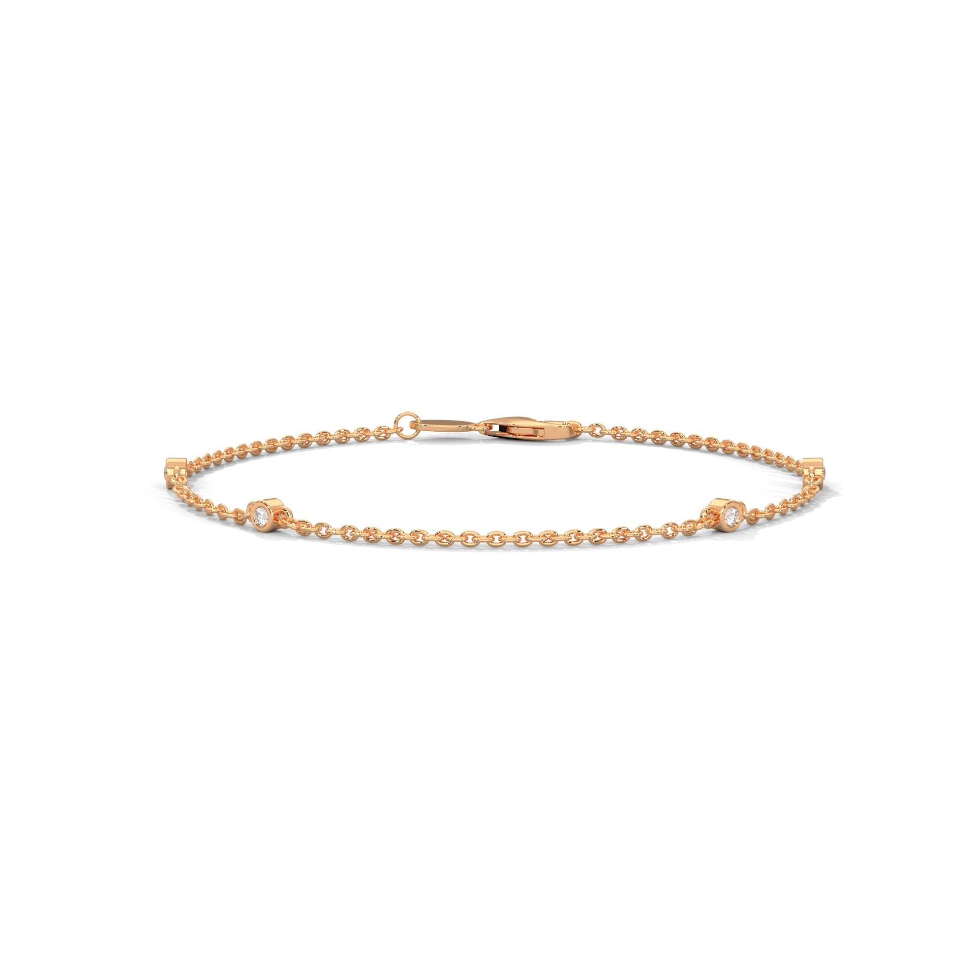 Gloria Bezel-Set Round-Cut Lab-Grown Diamond Gold Bracelet | 0.07 CTW