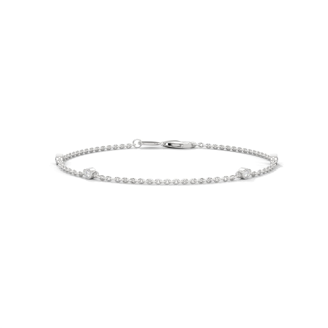 Gloria Bezel-Set Round-Cut Lab-Grown Diamond Gold Bracelet | 0.07 CTW