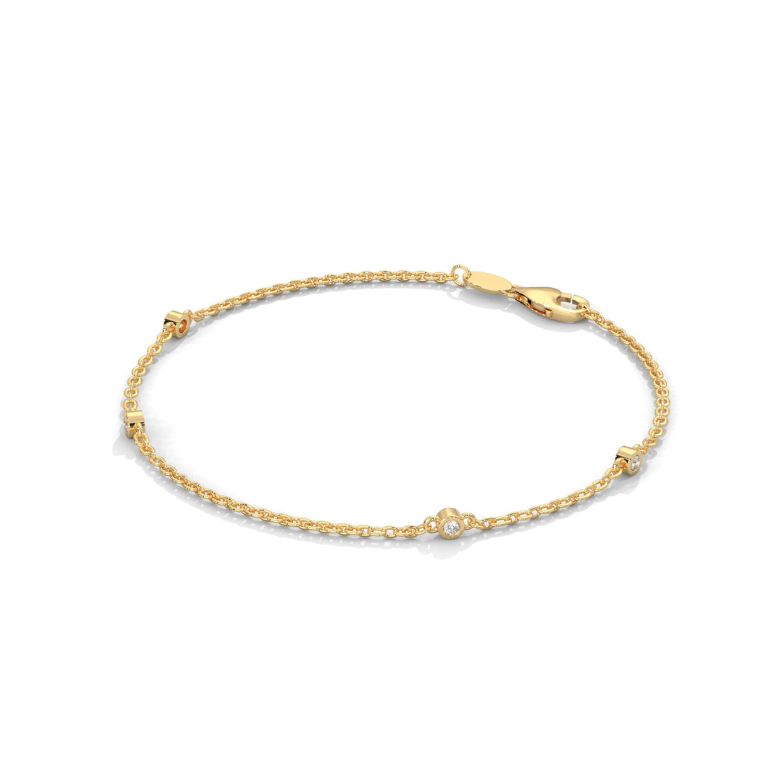 Gloria Bezel-Set Round-Cut Lab-Grown Diamond Gold Bracelet | 0.07 CTW